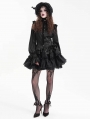 Black Gothic Vintage Lantern Sleeve Ruffle Shirt for Women