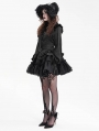 Black Gothic Vintage Lantern Sleeve Ruffle Shirt for Women