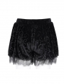 Black Gothic Pattern Velvet Eyelash Lace Hot Pants for Women