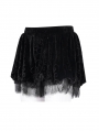 Black Gothic Pattern Velvet Eyelash Lace Hot Pants for Women