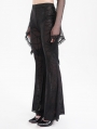 Black Gothic Sexy Spider Web Mesh Flared Pants for Women