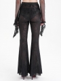 Black Gothic Sexy Spider Web Mesh Flared Pants for Women