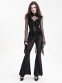 Black Gothic Sexy Spider Web Mesh Flared Pants for Women