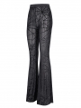 Black Gothic Sexy Spider Web Mesh Flared Pants for Women