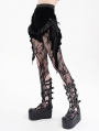 Black Gothic Ruched Ruffle Trim Velvet Hot Pants for Women