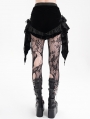 Black Gothic Ruched Ruffle Trim Velvet Hot Pants for Women