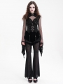 Black Gothic Ruched Ruffle Trim Velvet Hot Pants for Women