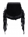 Black Gothic Ruched Ruffle Trim Velvet Hot Pants for Women