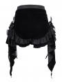 Black Gothic Ruched Ruffle Trim Velvet Hot Pants for Women