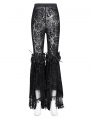 Black Gothic Floral Lace Mesh Patchwork Flared Pants for Women