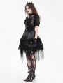 Black Gothic Cross Chain Irregular Layered Frill Skirt