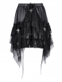 Black Gothic Cross Chain Irregular Layered Frill Skirt