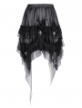 Black Gothic Cross Chain Irregular Layered Frill Skirt