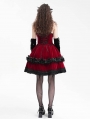 Red Gothic Velvet Chain 3D Flower Short Party Slip Dress