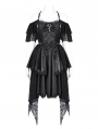 Black Gothic Off-the-Shoulder Lace Halter Short Party Dress