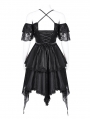 Black Gothic Off-the-Shoulder Lace Halter Short Party Dress