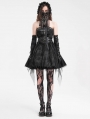 Black Gothic Punk Halter Backless Tube A- Line Short Dress