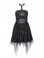 Black Gothic Punk Halter Backless Tube A- Line Short Dress