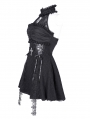 Black Gothic Sexy Cut Out Lace Halter Sleeveless Short Party Dress