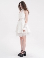 White Gothic Sexy Cut Out Lace Halter Sleeveless Short Party Dress