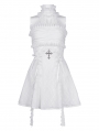 White Gothic Sexy Cut Out Lace Halter Sleeveless Short Party Dress