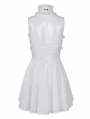 White Gothic Sexy Cut Out Lace Halter Sleeveless Short Party Dress