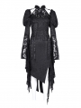 Black Vintage Gothic Hollow Out Long Puff Sleeve  Asymmetrical Slit Dress