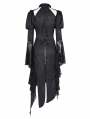 Black Vintage Gothic Hollow Out Long Puff Sleeve  Asymmetrical Slit Dress