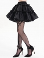 Black Gothic Casual Layered Ruffle A-Line Mini Skirt