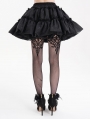 Black Gothic Casual Layered Ruffle A-Line Mini Skirt