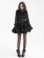 Black Gothic Casual Layered Ruffle A-Line Mini Skirt