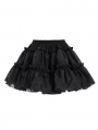 Black Gothic Casual Layered Ruffle A-Line Mini Skirt