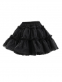 Black Gothic Casual Layered Ruffle A-Line Mini Skirt