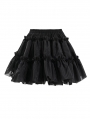 Black Gothic Casual Layered Ruffle A-Line Mini Skirt