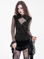 Black Gothic Vintage Flared Net Sleeve Top for Women