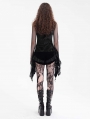 Black Gothic Vintage Flared Net Sleeve Top for Women