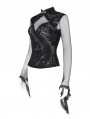 Black Gothic Vintage Flared Net Sleeve Top for Women