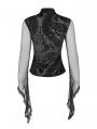 Black Gothic Vintage Flared Net Sleeve Top for Women