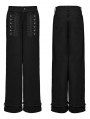 Black Gothic Loose Straight Fit Raw Edge Jeans for Women