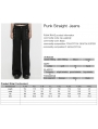 Black Gothic Loose Straight Fit Raw Edge Jeans for Women