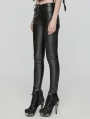 Black Gothic Punk Faux Leather Slim Fit Pants for Women