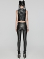 Black Gothic Punk Faux Leather Slim Fit Pants for Women