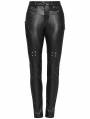 Black Gothic Punk Faux Leather Slim Fit Pants for Women