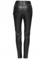 Black Gothic Punk Faux Leather Slim Fit Pants for Women