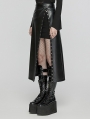 Black Fashion Gothic Daily Faux Leather Slit Skirt