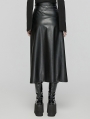 Black Fashion Gothic Daily Faux Leather Slit Skirt