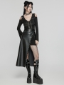 Black Fashion Gothic Daily Faux Leather Slit Skirt