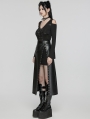 Black Fashion Gothic Daily Faux Leather Slit Skirt