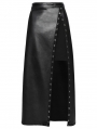 Black Fashion Gothic Daily Faux Leather Slit Skirt