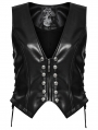 Black Gothic Punk Rivet Faux Leather Vest for Women